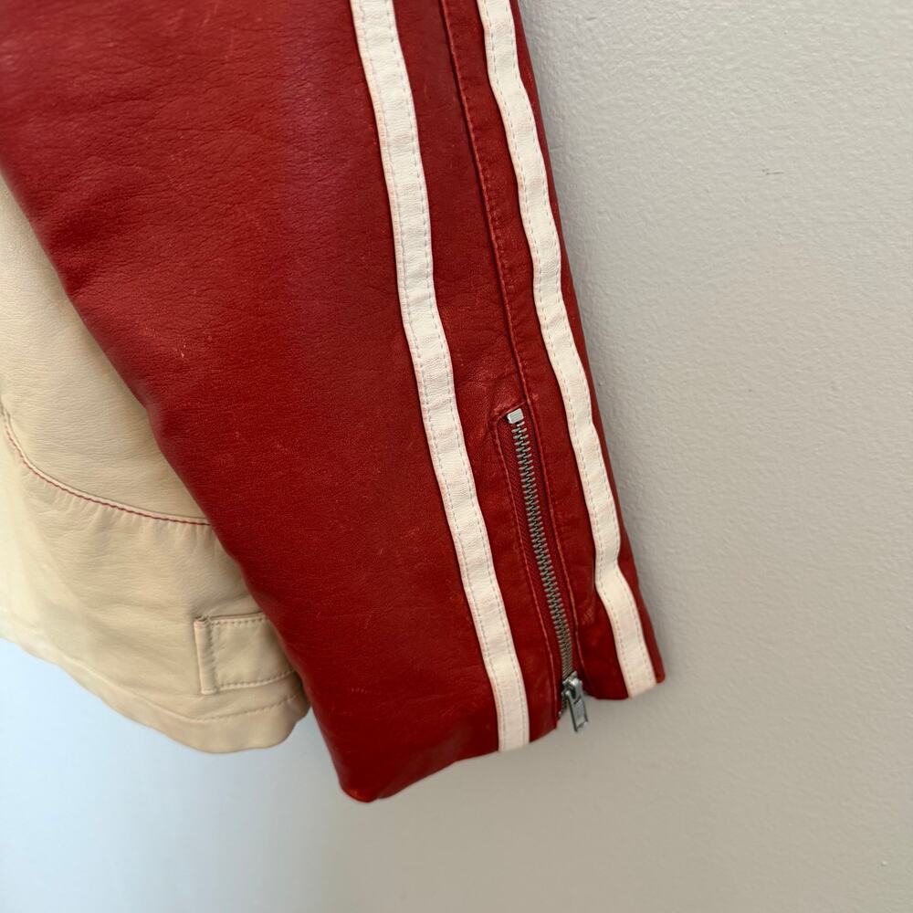 Free People x Revolve XL Ryder Sport Vegan Moto Jacket in red combo - Picture 9 of 11